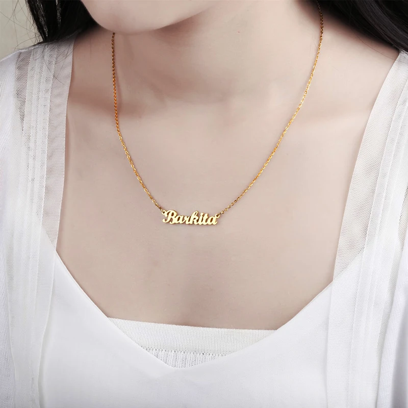 Personalized Name Necklace Gold Stainless Steel Name Necklace Customized Name Necklaces,Custom Pendant, Charm Women Jewelry Gift