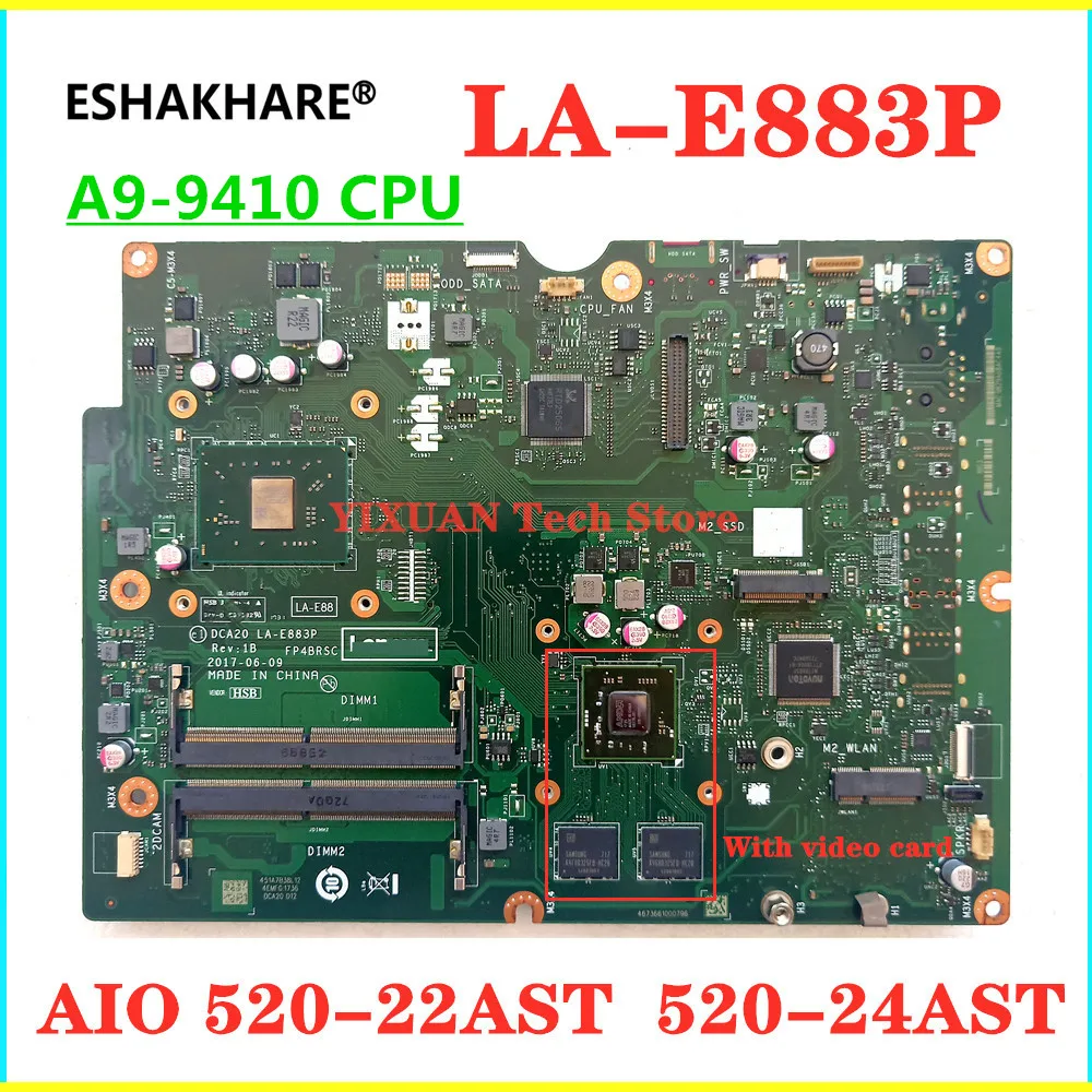 

For Lenovo AIO 520-22AST 520-24AST Laptop Motherboard With A4 A9 A12 CPU DDR4 With video card LA-E883P Motherboard 100% test ok