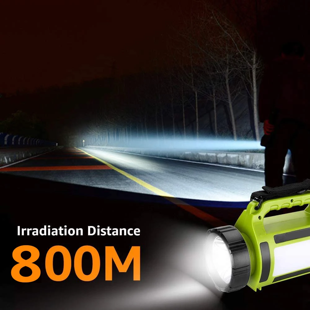 Portable LED Camping Light With 5 Modes USB Rechargeable Flashlight Power Display Red Light Warning Waterproof Searchlight Torch