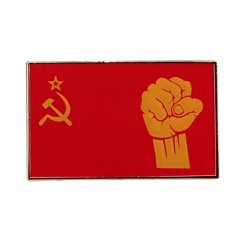 USSR Flag and Fist Pin Great Socialism Communist Logo