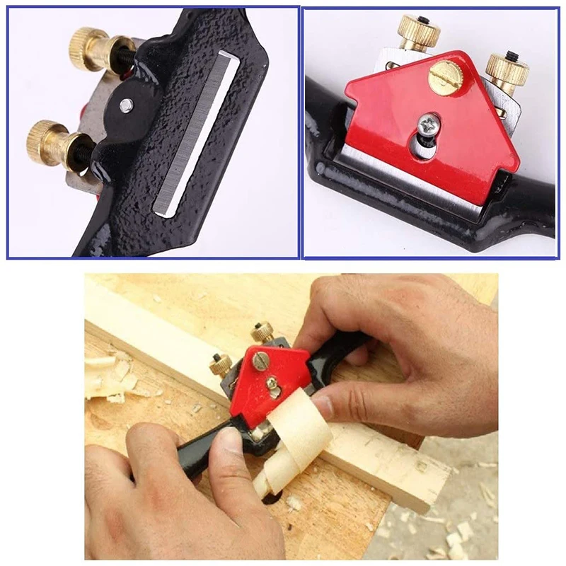 9 Inch Adjustable Spoke Plane with Flat Bottom and Metal Blade Mini Plane Cutting Edge Chisel Trimming Woodworking Hand Tool