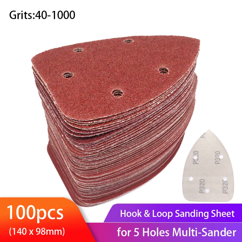 100pcs Self-adhesive Sandpaper Triangle Sander Sand Paper Hook Loop Sanding Sheet  Abrasive Discs For Polishing Grit 40-1000