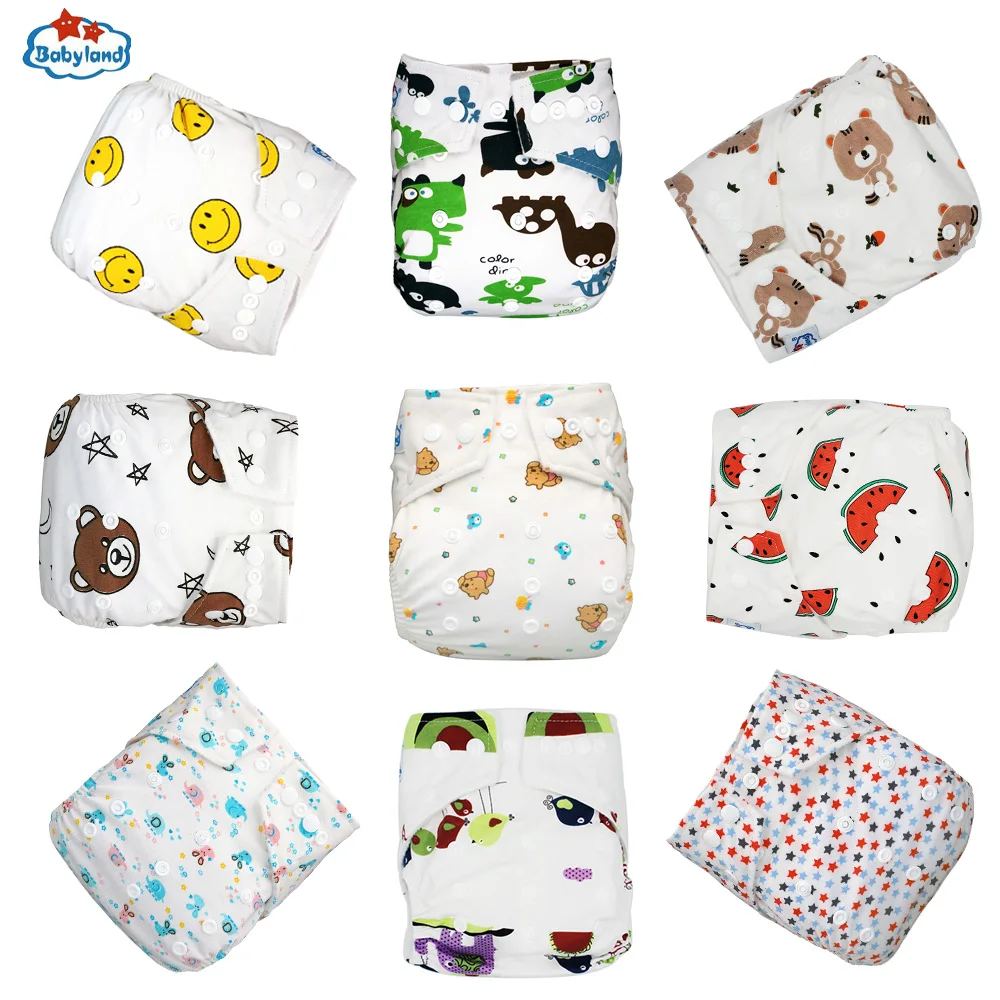 Promotion Babyland Washable Diapes 9pcs Waterproof Cloth Diaper Washable Nappy Reusable Baby Pocket Diapers