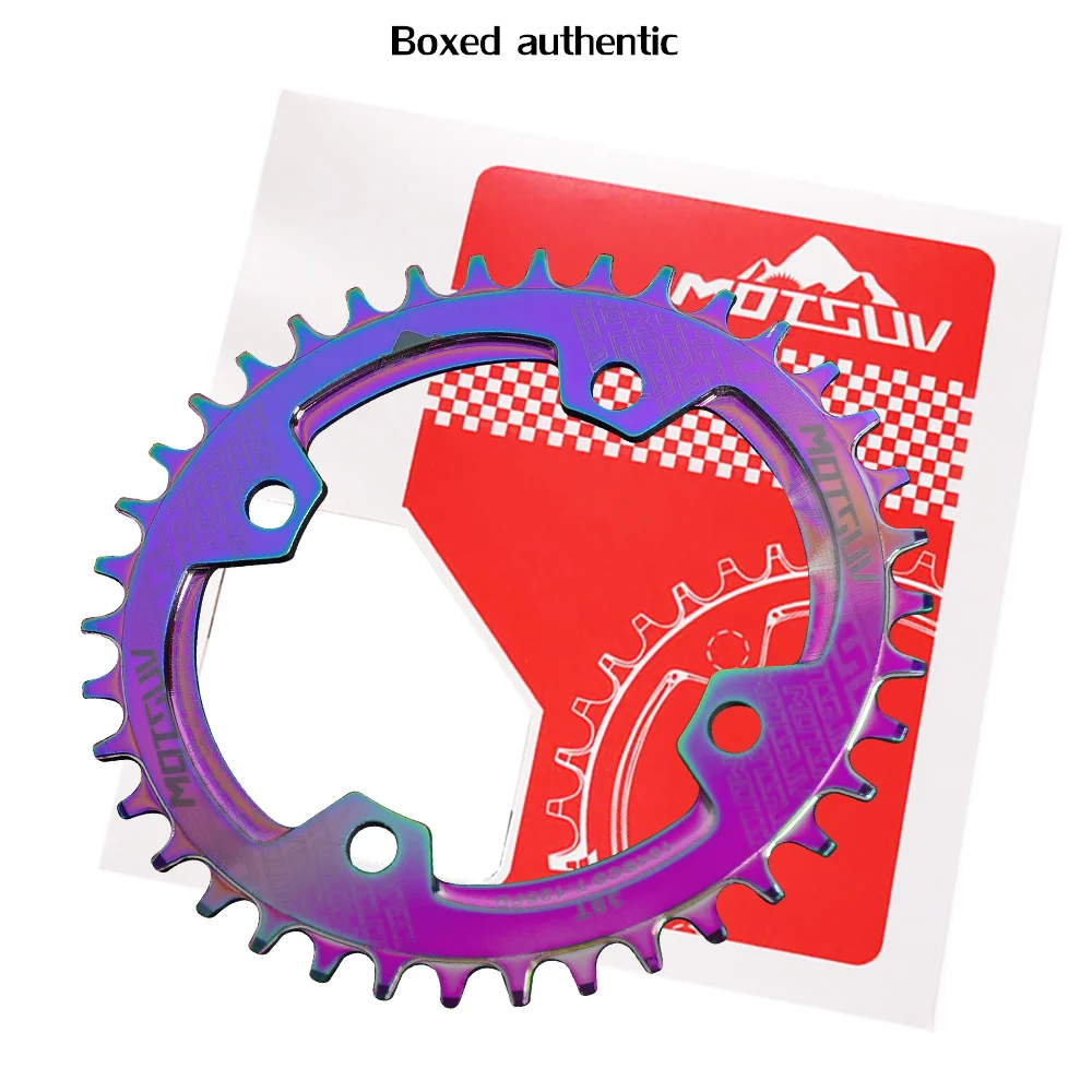 MOTSUV Bicycle Narrow Wide Chainring 104BCD electroplating colorful MTB 32T 34T 36T 38T Round Oval Positive negative Chainwheel