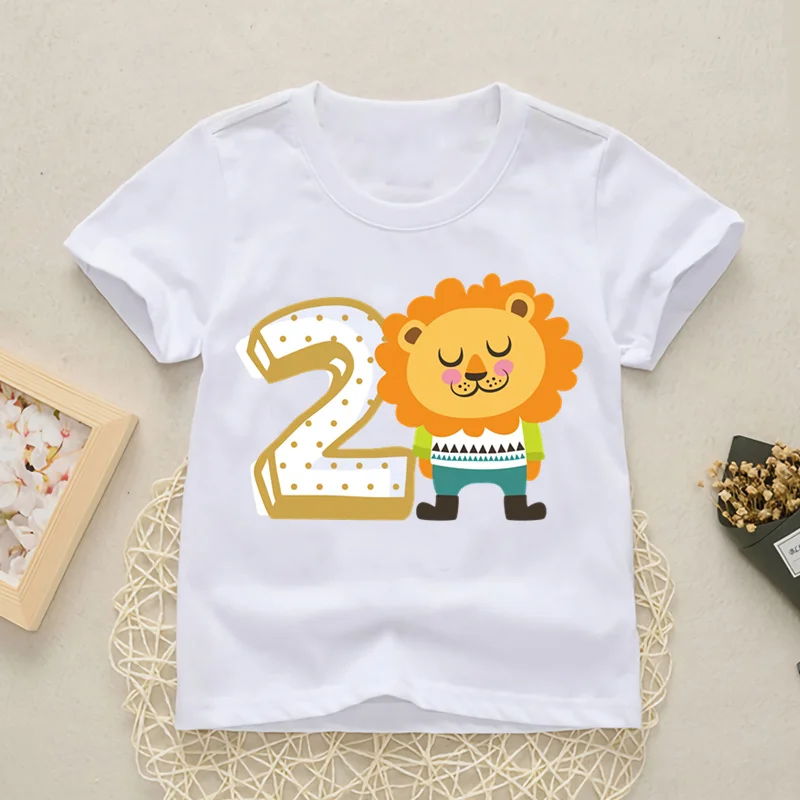 Baby Digital Clothes Number 1-9 Letter Cartoons Print Boys Girls T shirt Happy Birthday Gift Funny Animal T-shirt,YKP016