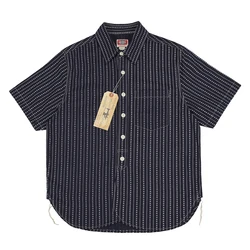 BOB DONG Heart-Shaped Wabash Shirt Indigo Heritage Mens Workwear Striped Shirts