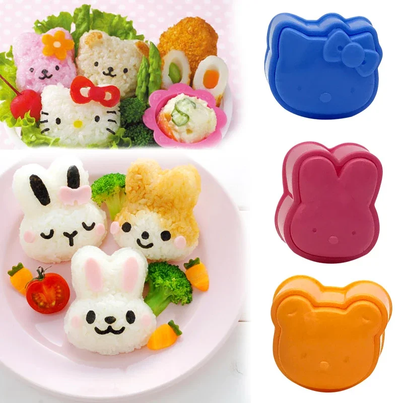 

Sushi Mold Maker Sushi Making Kit Cartoon Bear Rabbit Onigiri Rice Ball Mold Kids Packed Lunch Kitchen Tools Accessories