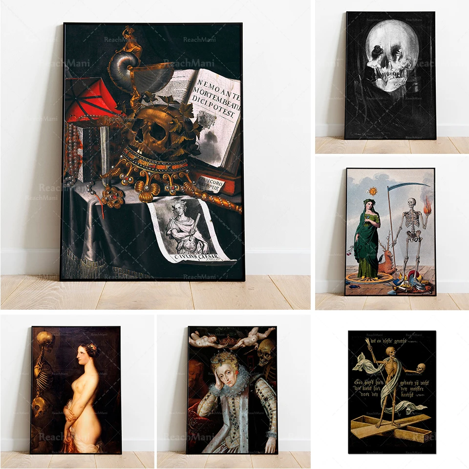 

Still Life and Vanitas Skull | Unique Skull Decoration Style | Souvenir Mori | Man and Skull Painting, Allegory of Earthly Vanit