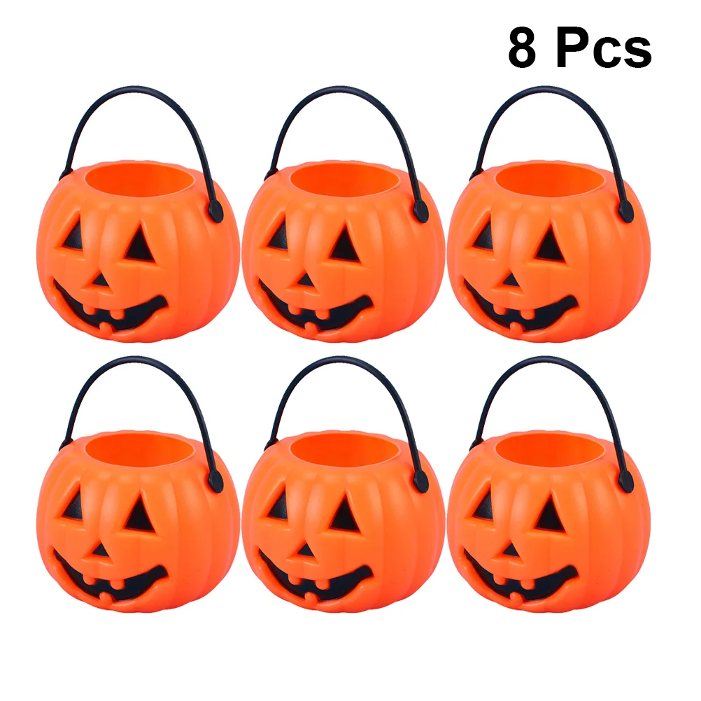 Pumpkin Bucket Halloween Candy Treat Trick Or Buckets Holder Pail Mini Kids Basket Plastic Lantern Baskets Cauldron