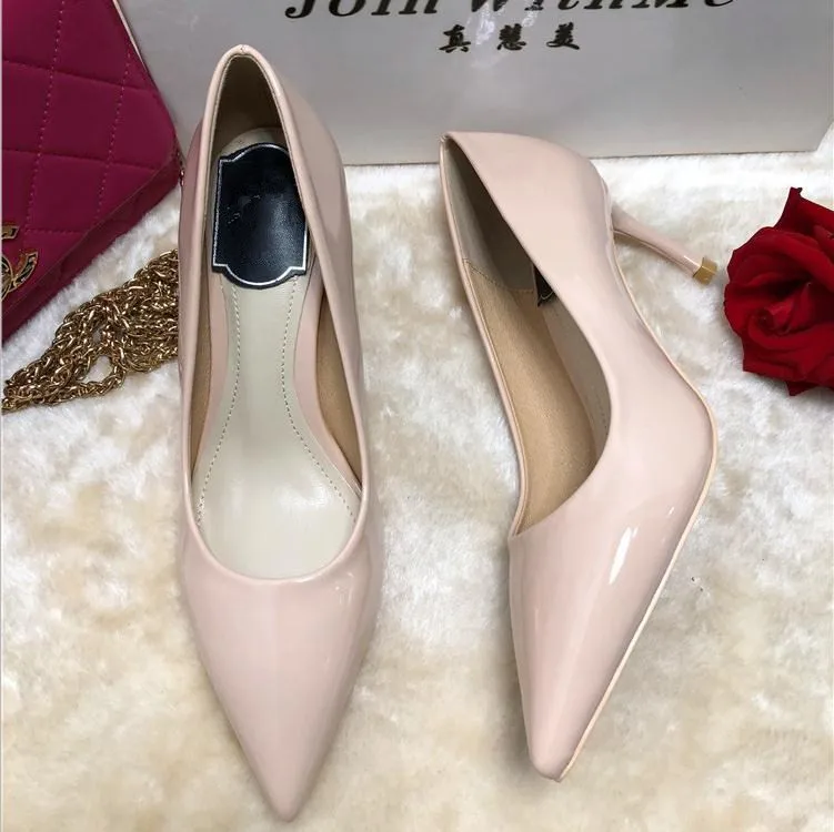 

Patent Leather Pumps Women High Heels Shoes Women Sexy Slip on Dress Shoes Party Chaussures Femme Wedding Shoes Zapatos De Mujer