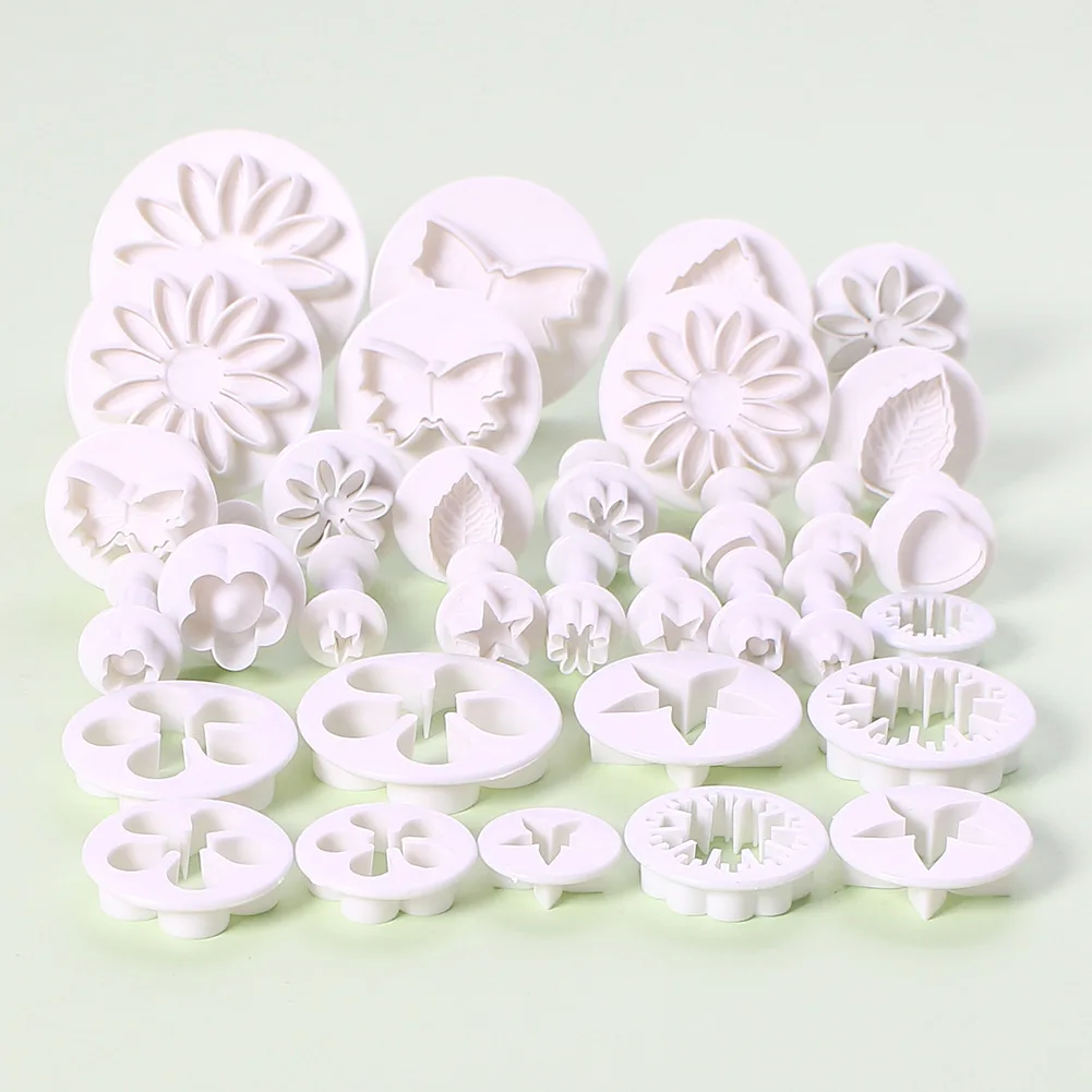 33 Piece Polymer Clay Fondant Cake Cookie Plunger Cutter Leaf Butterfly Heart Flower Shape Decorating Embossing Mold DIY Tools