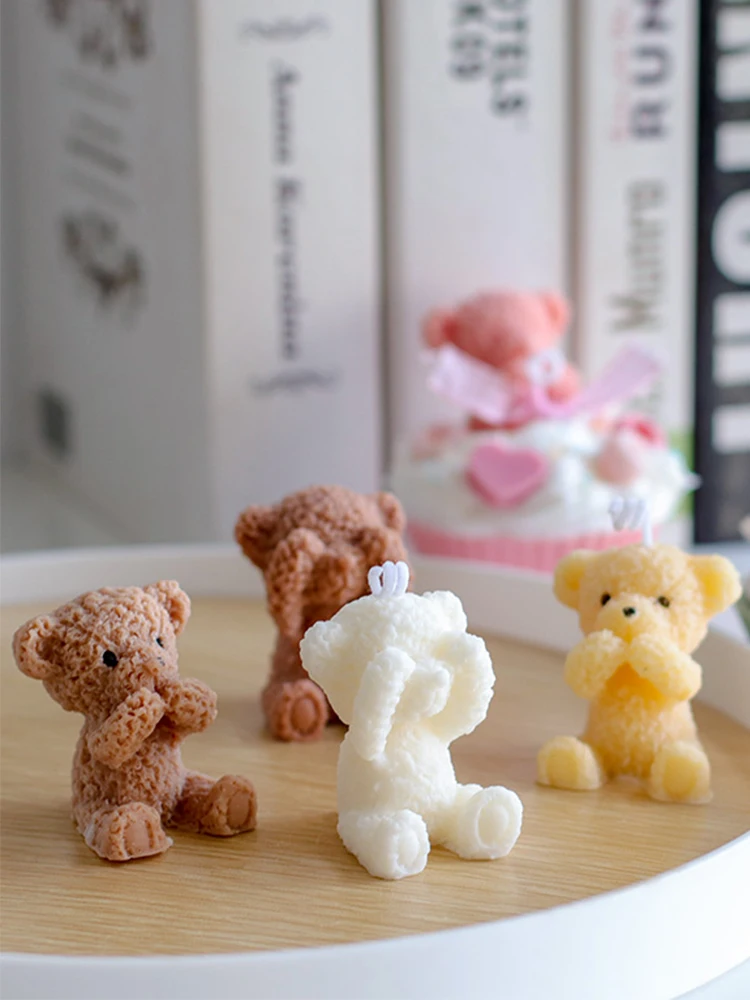 3D Teddy Baby Bear Scented Candle, Silicone Mold, Gypsum, Epoxy Aroma, Handmade DIY Plaster Diffuser, Home Decoration, Cute