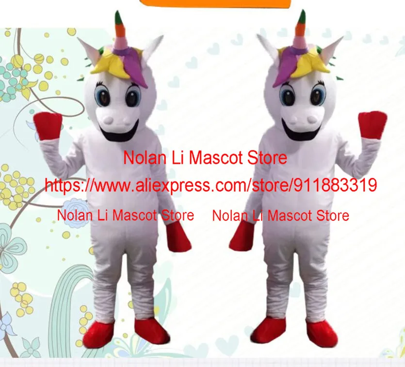 Neue Einhorn Maskottchen Kostüm Cartoon Anime Cosplay rosa weiß Regenbogen Magie Laufsteg Bühne Werbe Maskerade 1044