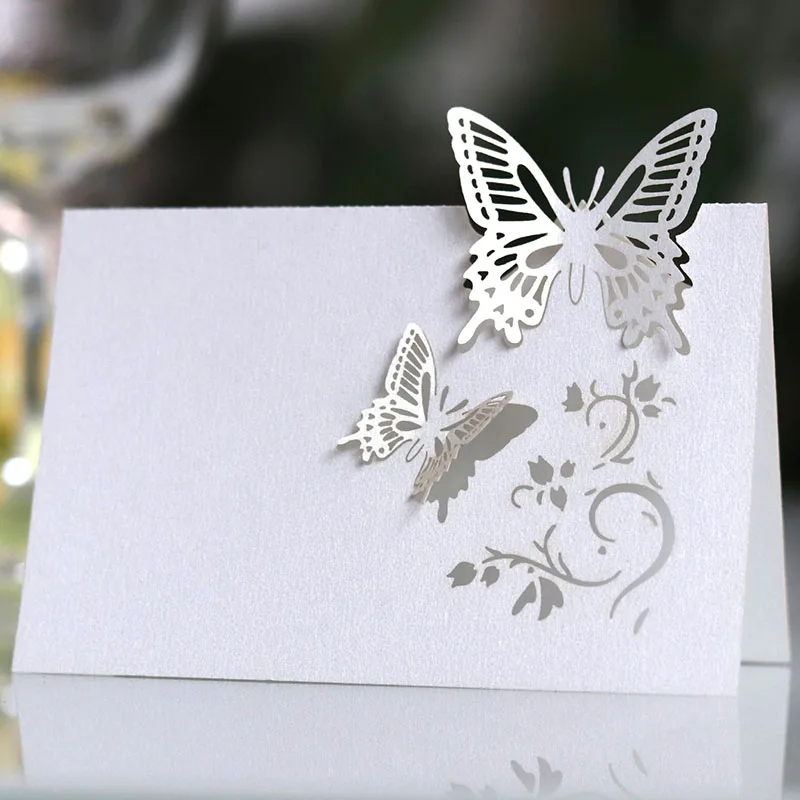 Butterfly Name Place Card, Table Decor, Name Message Greeting Card, Birthday Wedding Decoration, Baby Shower, Party Favor, 50Pcs