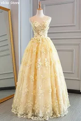 Customized Round Neckline Sleeveless Tulle A-Line Evening Dress Elegant Back Zipper Floor Length Appliques Gown For Women 2025