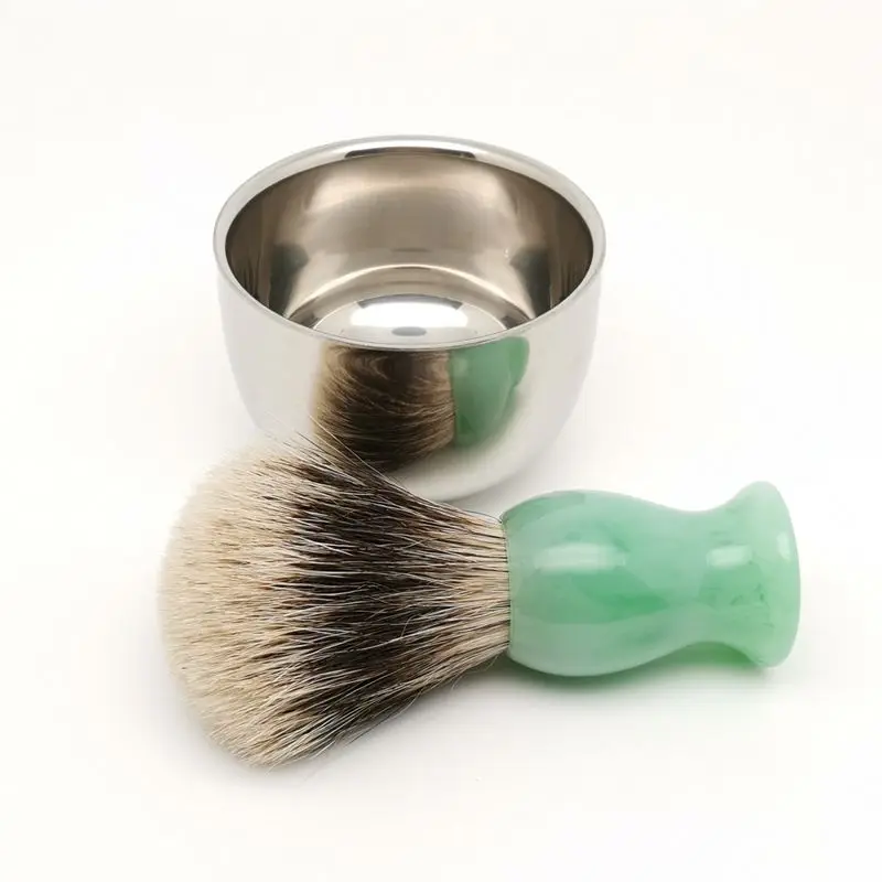 TEYO-Juego de brocha de afeitar y taza de afeitar, incluye dos bandas, Silvertip, el mejor cepillo de pelo de tejón, perfecto para hombre, crema de