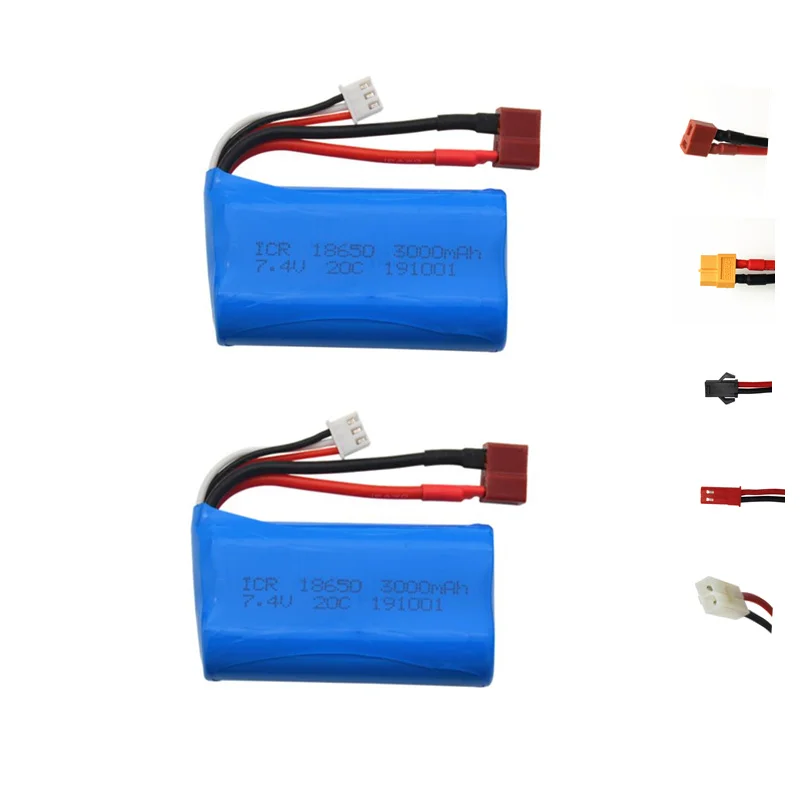 7.4V 3000mAh 18650 lipo battery For Udi U12A Syma S033g Q1 H100 H101 H102 H103 FT009 rc boats model aircraft EL-2P/SM/JST/T Plug