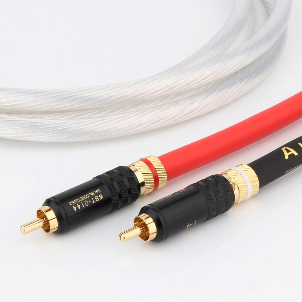 Hi-End สาย RCA Audiophine 5N OCC Silver Plated RCA Interconnect Audio สายแบบอะนาล็อก Phono สาย HiFi สัญญาณสายขยาย