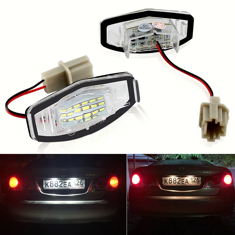 2Pcs Canbus Car LED Number License Plate Light No error For Acura RL TSX RDX Honda Civic Accord 6000K White