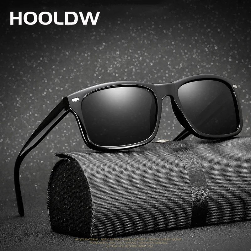 

HOOLDW Classic Square Polarized Sunglasses Men Driving Sun glasses Sport Fishing Goggle Shades Glasses Protection UV400 Eyewear