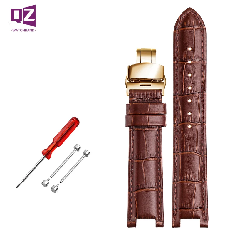 Bracelet de montre en cuir de vache pour montres GC, 22x13mm, 20x11mm, cranté, en cuir véritable, bleu
