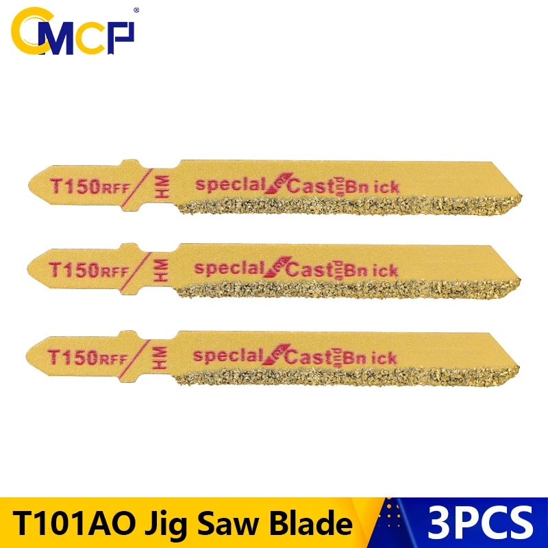 

CMCP Brazed Diamond Jig Saw Blade 3pcs 4'' Grit 50 Reciprocating Saw Blade For Ceramic Tile Granite Cutting T-Shank Jigsaw Blade