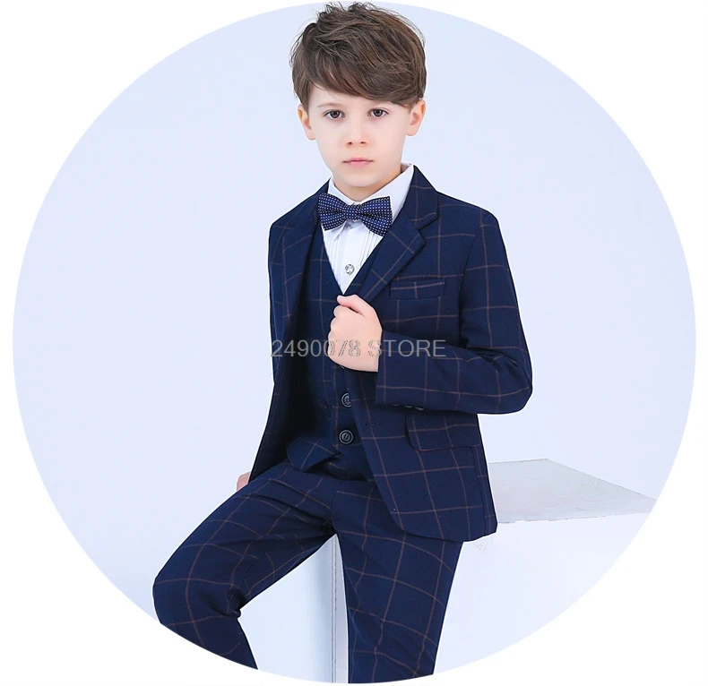 

Flower Boys Suit for Weddings Kids Formal Jacket Vest Pants Bowtie 4pcs Dress Children Prom Piano Dance Performance Costume