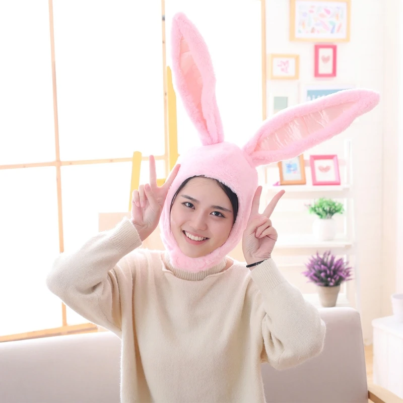 Funny Plush Bunny Ears Hood Hat Rabbit Eastern Cosplay Costume Headwear Props