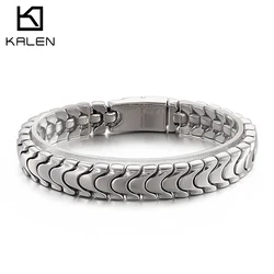 Kalen Punk 12mm Animal Chain Men's Vintage Brushed Stainless Steel Bracelet Wristband Jewelry