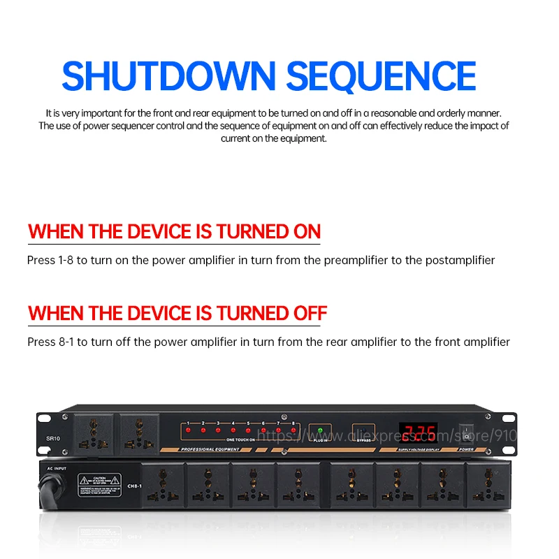 SR10 profissional 10 canais amplificador poder sequenciador controlador para DJ equipamento profissional som sistema Powersupply