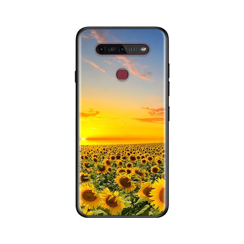 Daisy Sunflower Floral For LG K22 K71 K61 K51S K41S K30 K20 2019 Q60 V60 V50S V50 V40 V35 V30 G8 G8S G8X ThinQ Black Phone Case