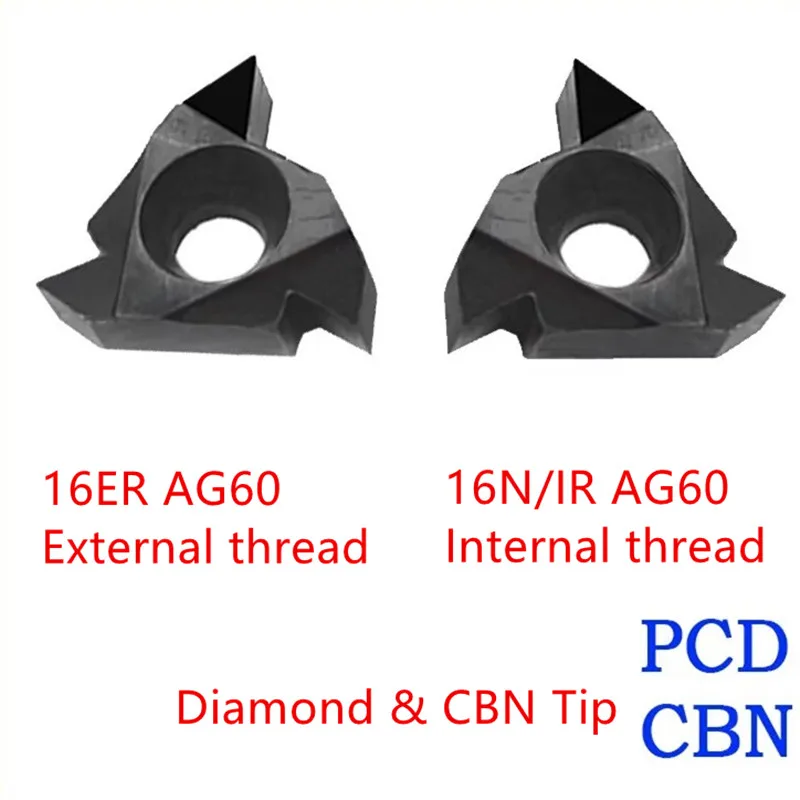 Pcd diamond tools 11IR AG55 AG60 16ER AG55 threading carbide insert screw cnc indexable lathe tools thread turning cutter 1PC