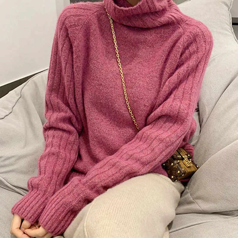 

2022 Winter New High Collar Cashmere Sweater Female Korean Version Of The Of Solid Color Sweater