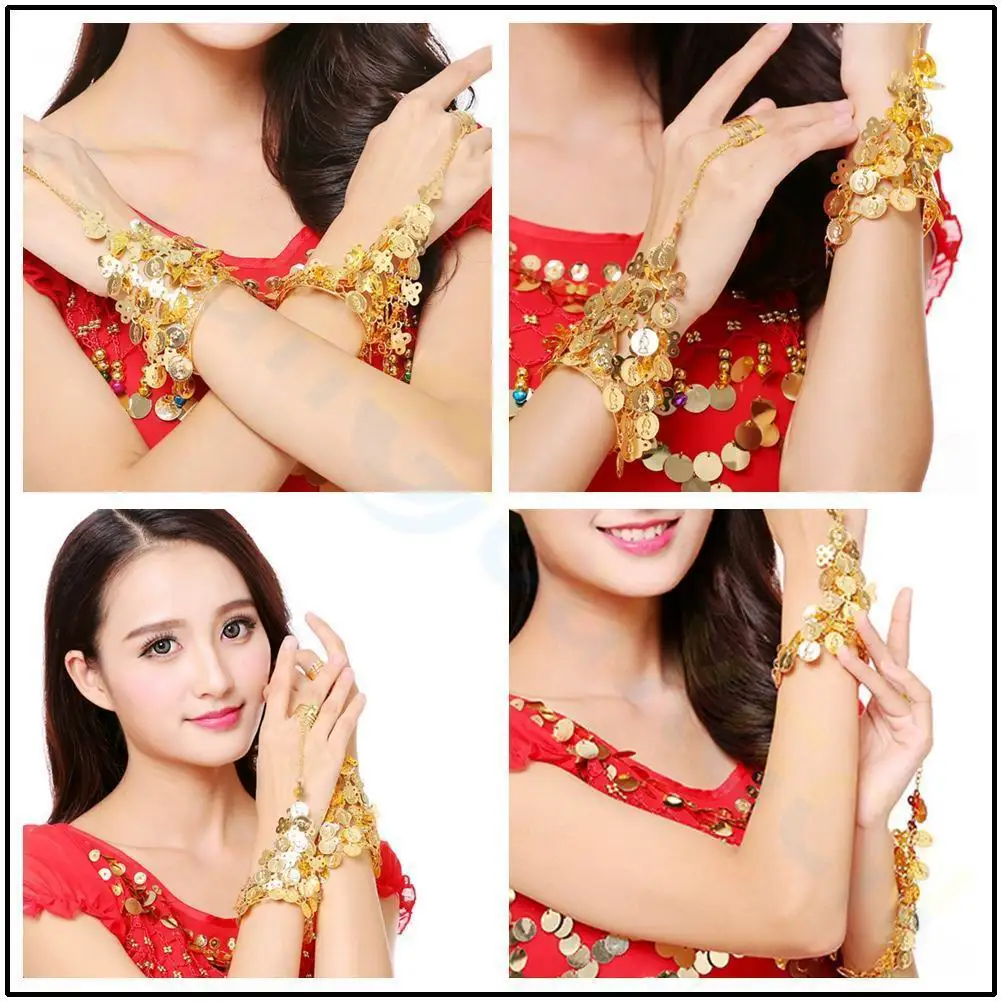 Indian Belly dance Imitation ruby Nose Rings necklace Avalokitesvara Egypt dance hoop earring gold coin Bracelet body jewelry