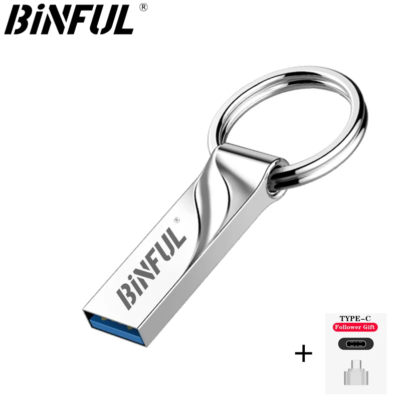 BINFUL fast pen drive 4GB flash usb memory 8GB metal pendrive 16GB 32GB Key usb flash drives 64GB 512GB cle usb stick pen Type-C