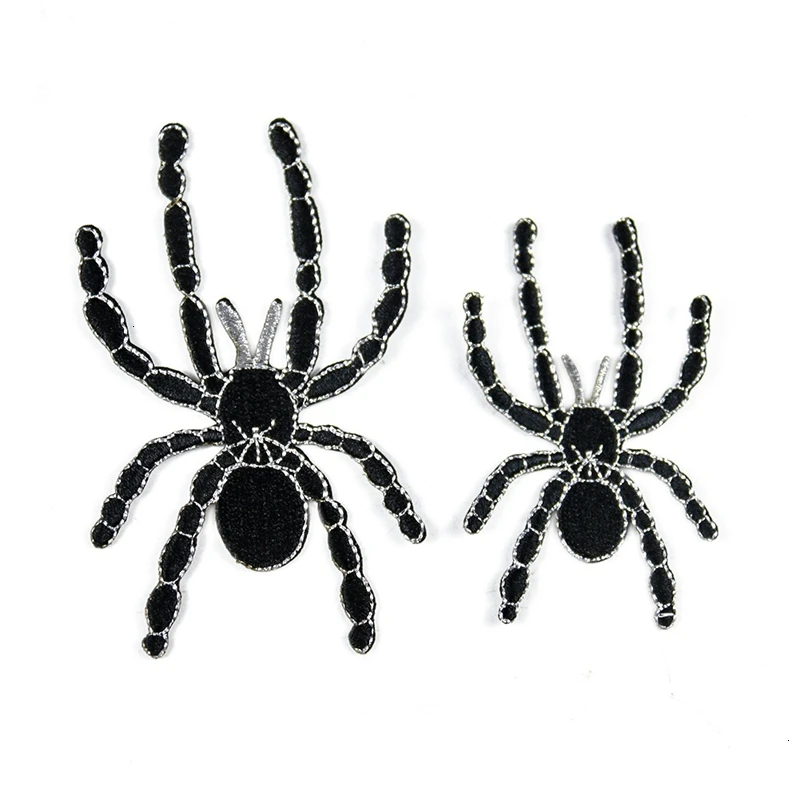 Black Spider Punk Iron on Patch Embroidery Patch DIY Stickers Patches for Clothing Animal Applique Sew On Badges Accessories