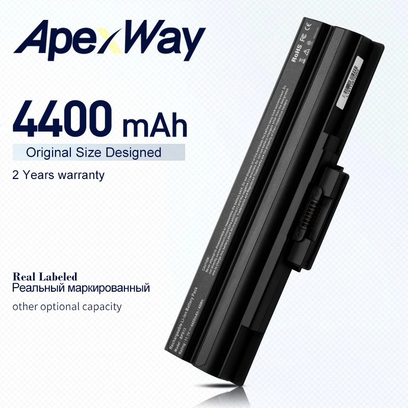 ApexWay 4400mAh Black Battery for Sony BPS13/B VGP VGP-BPS13/B   BPS13/Q VGP-BPS13B/B VGP-BPS13A/B