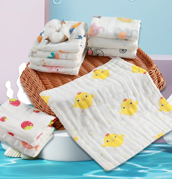 

6pcs 6 Layer Baby Handkerchief Square Towel 25x25cm/30*30cm Muslin Cotton Infant Face Towel Wipe Cloth Baby Stuff for Newborns