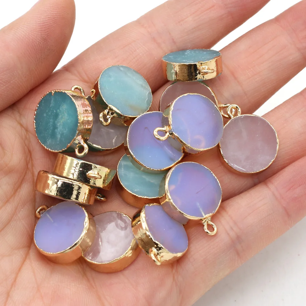 

Natural Rose Quartzs Amazonites Pendant Round Shape Pendant for s Women Making Jewelry Necklace Bracelets Gift 15x20mm