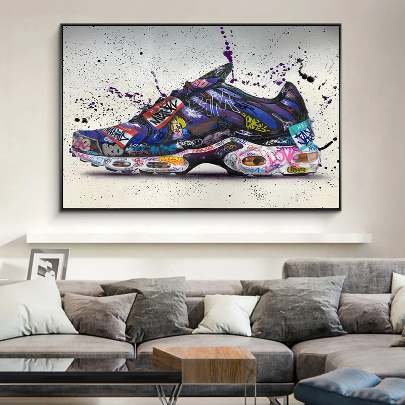 

Graffiti Art Creative Shoes Pop Art Canvas Painting Cuadros Posters Print Wall Art for Living Room Home Decor (No Frame)