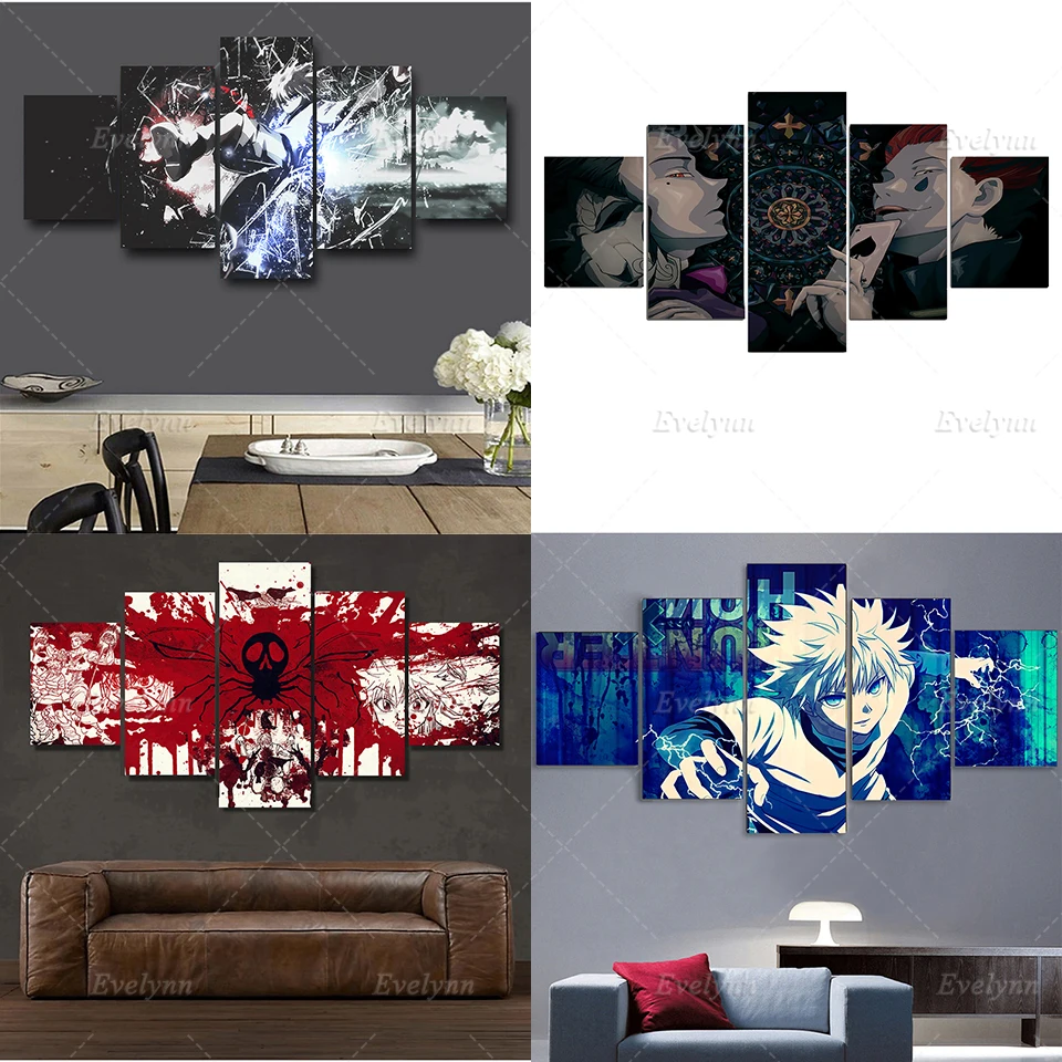 

5 Piece Animation Poster Hunter X Hunter Home Decor Hd Print Wall Artwork Painting Picture Modular Modern Canvas For Living Room