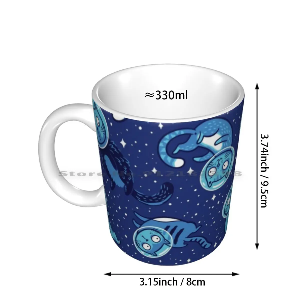 Galaxy Cats Ceramic Mugs Coffee Cups Milk Tea Mug Astronaut Cat Vector Seamless Pattern Galaxy Animal Astronomy Blue Cartoon