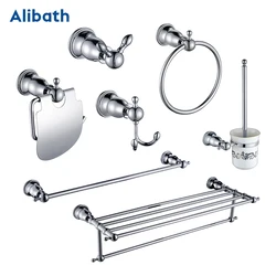 Chrome Brass Bathroom Accessories Ceramic Sets European Bathroom Hardware Set Luxury Toilet Toothbrush Holder Metal.