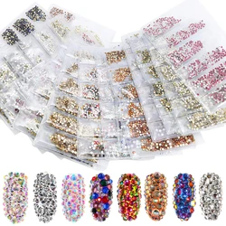 50 Colors SS3-SS10 Mix Sizes Crystal Glass Non Hotfix Rhinestones Glitter Strass Nail Art Rhinestone for Nail Art Decorations