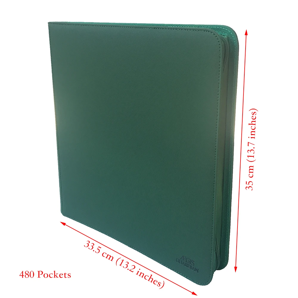 480 Pockets Side Loading Trading Card Binder Pages - Zip Album - 12 Pocket TCG Folder Card Collector : Green