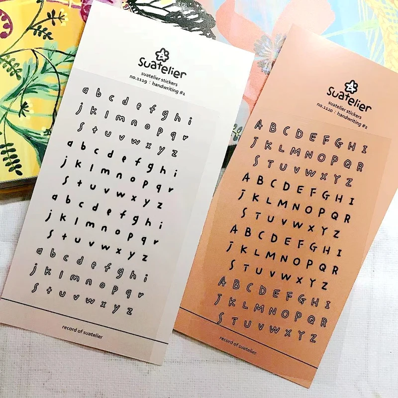 Suatelier Handwriting Letter Stickers Diary Planner Scrapbooking Material Upper Lower Cut Die Alphabet DIY Junk Journal Supplies