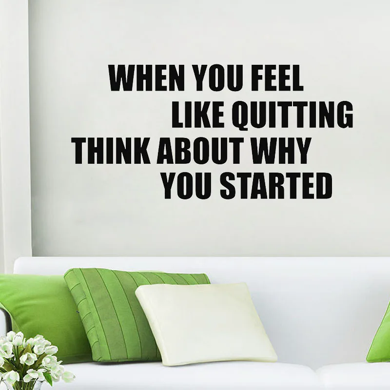 When You Feel Like Quitting Fitness Motivational Quote Vinyl Wall Stickers Sport Workout Poster Inspirational Gym Wall Decal