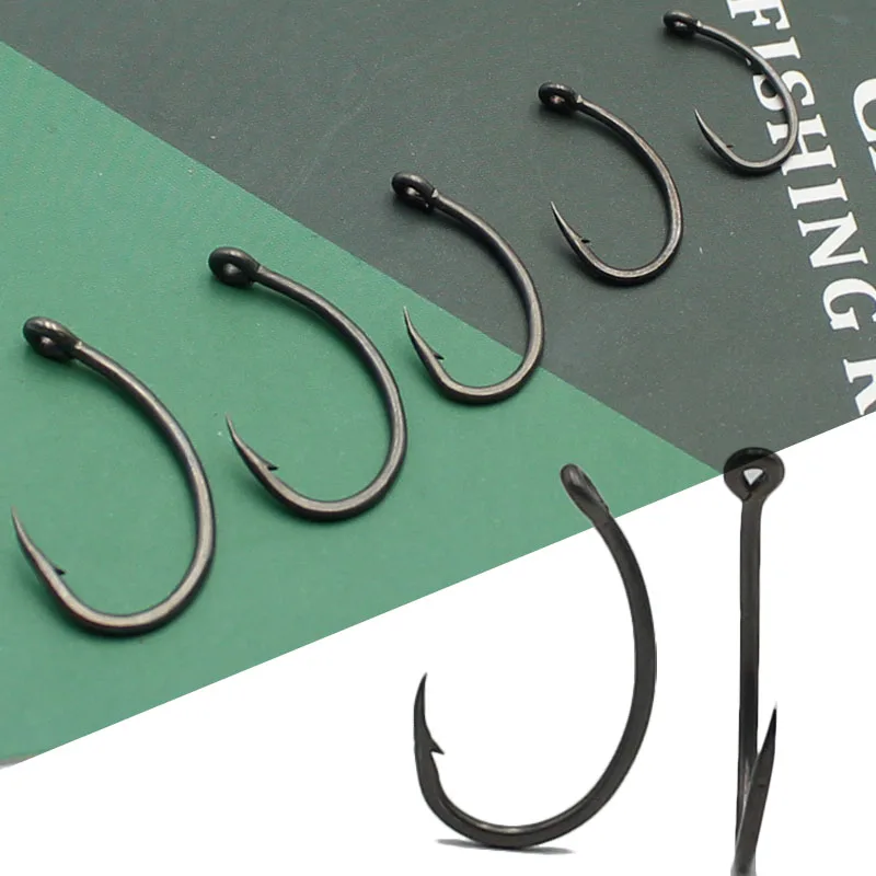 

30PCS Hook Carp PTFE Coating Carp Hooks High Carbon Steel Matte Black With Micro Barb 2 4 6 8 Accessories for Carp Fishing Rig