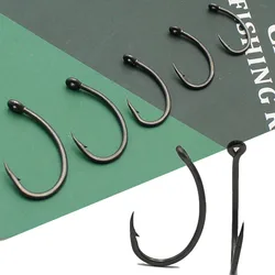 30PCS Hook Carp PTFE Coating Carp Hooks High Carbon Steel Matte Black With Micro Barb 2 4 6 8 Accessories for Carp Fishing Rig