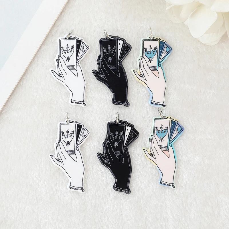 10 Pcs/Lot Tarot Cards Divination Halloween Charms Acrylic Punk Magical Gothic Jewlery Findings For Earring Necklace Diy Making